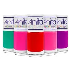 Kit Esmalte Anita Coleção Carnaval 5 Cores Neon Cremoso Alta Cobertura 10ml