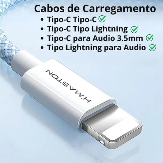Cabo Carregador Rápido Tipo-C Lightning iOs Android Seguro Eficiente