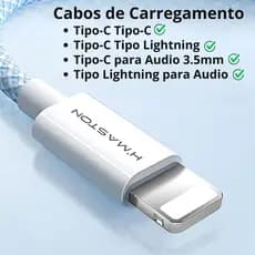 Cabo Carregador Rápido Tipo-C Lightning iOs Android Seguro Eficiente