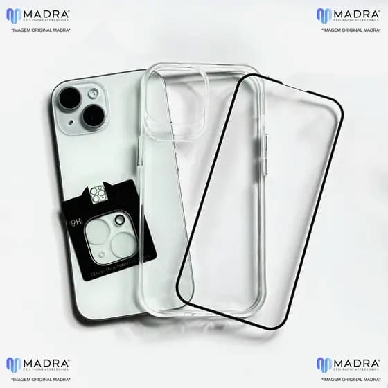 Kit Proteção iPhone Capa Transparente Space + Película 3D + Proteção Câmera Vidro XR/11/12/13/14/15/16 Normal