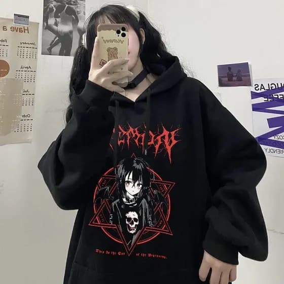 Moletom Canguru Com Capuz Unissex Demon Garota Gotica Punk Rock