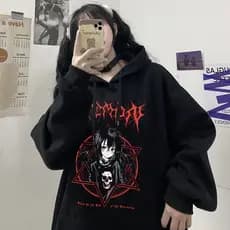 Moletom Canguru Com Capuz Unissex Demon Garota Gotica Punk Rock