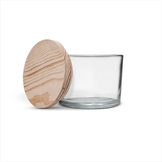 24 Potes De Vidro Para Velas 150ml Com Tampas De Madeira