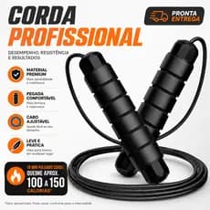 Corda de Pular Profissional Ajustável Fitness Com Rolamento Para Iniciantes Treino Cardio Em Casa