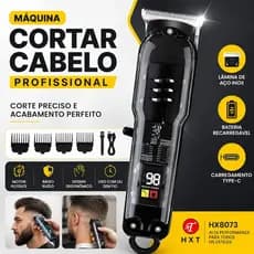 Máquina De Cortar Cabelo Profissional Recarregável Type-C Aparador Barba Acabamento Display LED HX8073