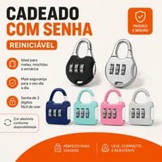 Cadeado com Senha Numérica 3 Dígitos Reiniciável Compacto para Mala Mochila Armário Viagem
