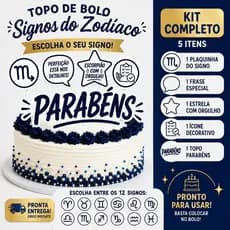 Topo de Bolo Signos do Zodíaco Kit Pronta Entrega Aniversário Horóscopo