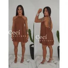 Vestido feminino alcinha Curto Costas Nua frente Única