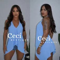 Blusa Feminina de Pontas Soltinha Decote V Costas Abertas Moda Verão envelope