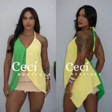 Blusa Feminina de Pontas Soltinha Decote V Costas Abertas Moda Verão costa nua brasil