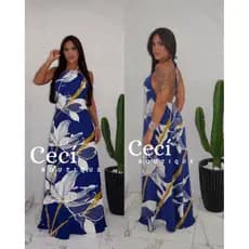 Vestido Longo Estampado de Festa Frente Única com Alcinha e Costas Nuas – Elegante para Formaturas e Casamentos