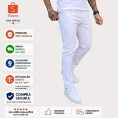 Calça Jeans Masculina Branca Mega Skinny Premium com Toque Macio e Respirável