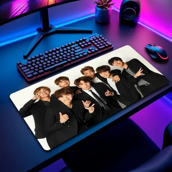 Mouse Pad BTS Gamer Antiderrapante Grande Diversas Estampas Personalizado 70x35 cm