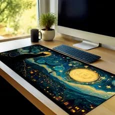 Mouse Pad Grande Gamer Premium Antiderrapante Diversos Tamanhos Tema Pintura Borda Costurada