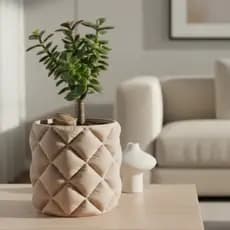 Vaso Cachepot Decorativo Plástico Textura Almofadada – Médio ou Grande