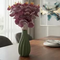 Arranjo de Eucalipto Verde Artificial 45cm com Vaso Ondulado – Decoração Sofisticada para Casa e Escritório