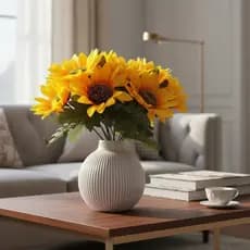 Arranjo de Girassol Artificial com Vaso – Decoração para Casa e Escritório – 26 cm