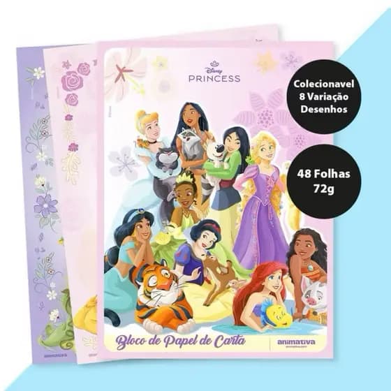 Bloco de Carta Princesas/Ursinhoscarinhosos/Alice 17,9 x 24,1 cm 48 Folhas - Animativa | Papel de Carta Vintage