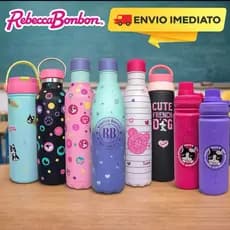 Garrafa Térmica de Água Escolar Rebecca Bonbon e Luluca Aço Inox Original 500ml