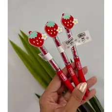 Caneta Esferográfica Morango Tilibra 0.7mm Gel Preta Fofa Escolar