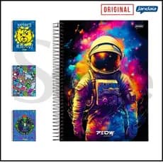 Kit 10 Cadernos 1 Matéria Universitário Flow Jandaia Escolar Capa dura 80 Folhas Masculino Original