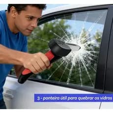 Alça de Apoio para Porta de Carro 3 em 1 | Auxiliar para Idosos e Cadeirantes, com Quebra-Vidro e Corta-Cinto