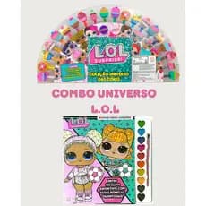 COMBO UNIVERSO LOL - Kit Com 20 Lápis De Colorir + 20 Borrachas + Aquerela Com 10 Cores