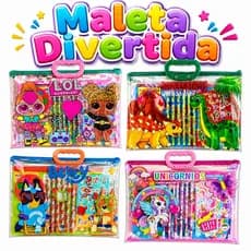 Maleta Divertida Infantil (LOL, DINONSSAURO, PATRULHA CANINA, BLUEY, UNICÓRNIO)