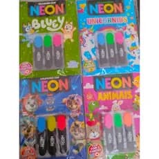 Livro Infantil  Colorindo com Neon + 3 Canetas Mágicas | Animais, Unicórnio, Patrulha Canina, Bluey
