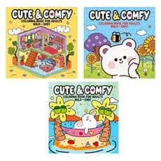 Combo  Livros para colorir  com canetinha - adulto/criança  Cute & Comfy- Presente Interativo