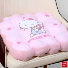 Almofada Sanrio Hello Kitty Quadrada Felpuda Miniso – Almofada de Assento ou Decoração Macia e Confortável