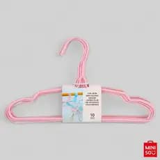 Kit com 10 Cabides Infantis Miniso Rosa – Cabides de Metal com Gancho Antideslizante para Roupas Leves