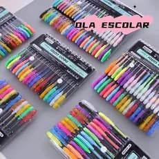 6/12/24/36/48/60 Cores Caneta Gel ColorGel Tinta Glitter Pastel Neon Metal Escolar