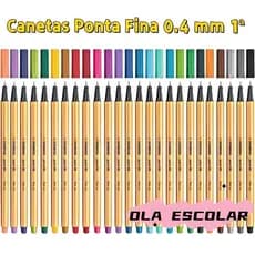 KIT COM 6/12/24/36/48 Canetas Coloridas Fine Line Ponta Fina 0.4 mm 1ª Linha