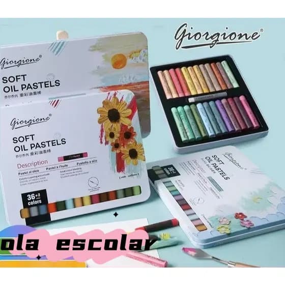 Giz Pastel Oleoso Estojo 36/48 Cores | Desenho Artístico Escolar Profissional
