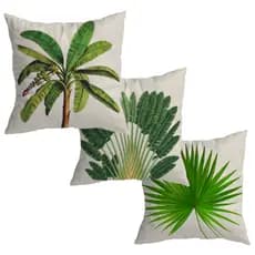 Kit de 3 Capas de Almofadas 45x45 cm Decorativa de Veludo Folhas para Sofá e Cama