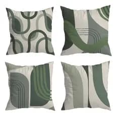 Kit de 4 Capas de Almofadas 45x45 cm Decorativa de Veludo Verde Orgânic para Sofá e Cama