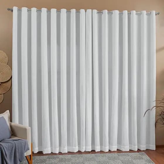 Cortina de Voil de Linho com Forro Verão 6,00mx2,80m - Off White