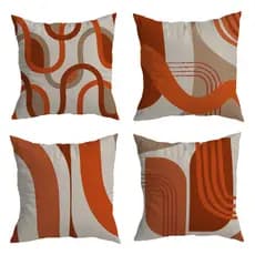 Kit de 4 Capas de Almofadas 45x45 cm Decorativa de Veludo Terracota Organic para Sofá e Cama