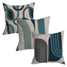 Kit de 3 Capas de Almofadas 45x45 cm Decorativa de Veludo Azul Organic para Sofá e Cama