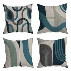 Kit de 4 Capas de Almofadas 45x45 cm Decorativa de Veludo Azul Organic para Sofá e Cama
