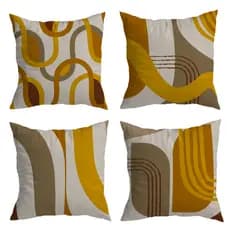 Kit de 4 Capas de Almofadas 45x45 cm Decorativa de Veludo Mostarda Organic para Sofá e Cama