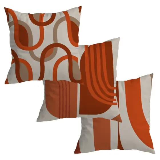 Kit de 3 Capas de Almofadas 45x45 cm Decorativa de Veludo Terracota Organic para Sofá e Cama