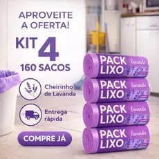 Kit 4 Pack 160 Saco Lixo 10L Perfumado Lavanda Pia Banheiro 34x38cm Neutraliza Odores