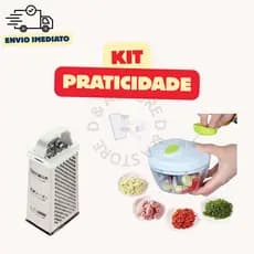 Kit Cozinha Pratico Ralador Inox + Processador Triturador Manual de Alho Tempero Legumes