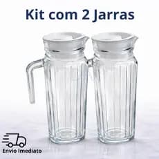 Kit 2 Jarra de Vidro Suiça 1L com Tampa Água Suco Vidro Resistente