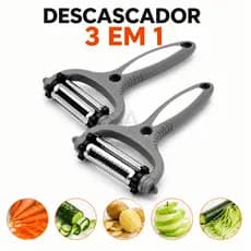 Descascador 3 Em 1 Legumes Frutas Premium Multifuncional Manual Aço Inox