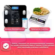 Kit 2 Balanças Digitais Balança de Cozinha Alta Precisão + Balança Bioimpedância Inteligente Ideal Para Seu Dia A Dia
