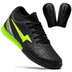 Chuteira Futsal Botinha Cronos Dynamics Profissional + Caneleira Leve Conforto Alta Performance