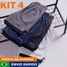 KIT 4 BERMUDA 2 EM 1  KAIZEN SPORT dupla camada para academia E CORRIDAS